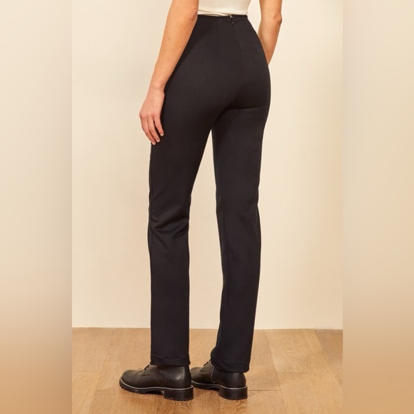 Reformation Sera Pants Black Back Zipper Form Fitting Straight Leg Size 10 - Picture 3 of 7